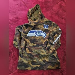 Seattle Seahawks Camo Hoody Pullover Sweater Fleece Lining Boys Medium Football